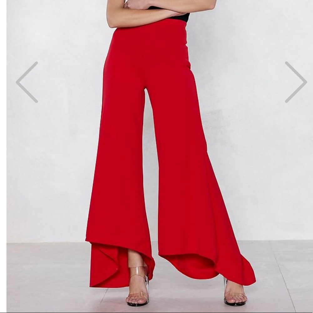 Wide Shot Red Flare Pants